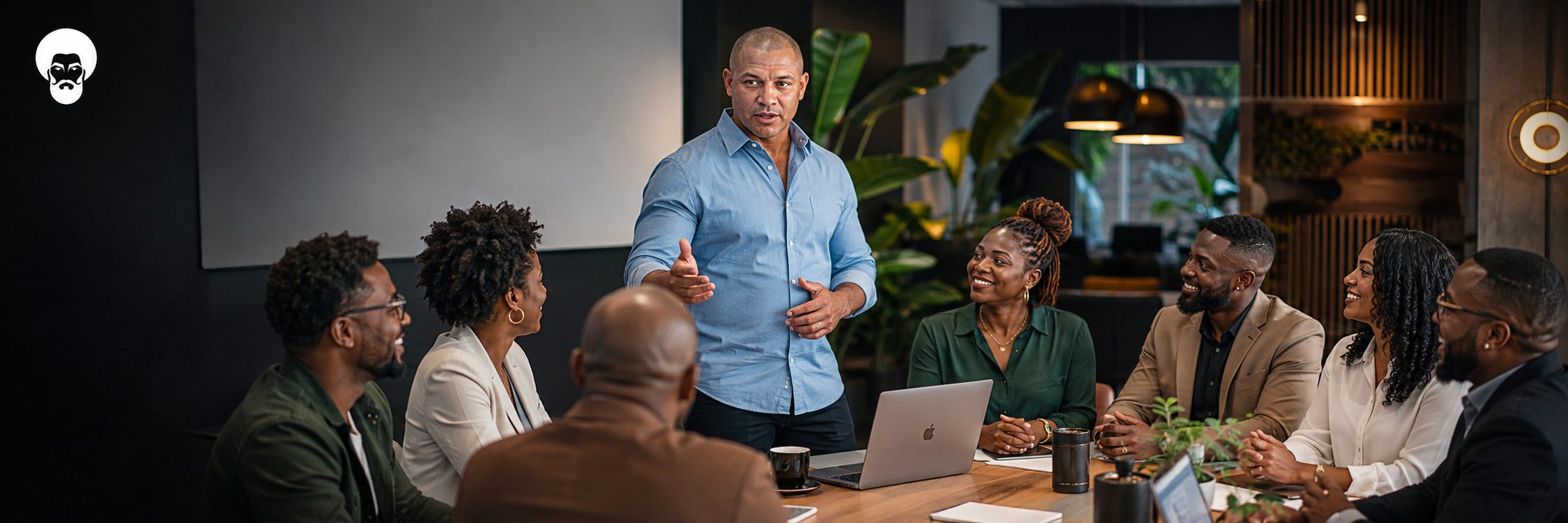 Black business leaders in a boardroom strategy session