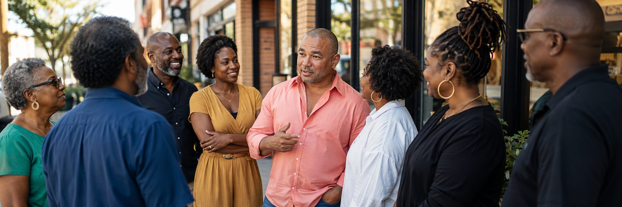 Black professionals collaborating around a table in a modern workspace